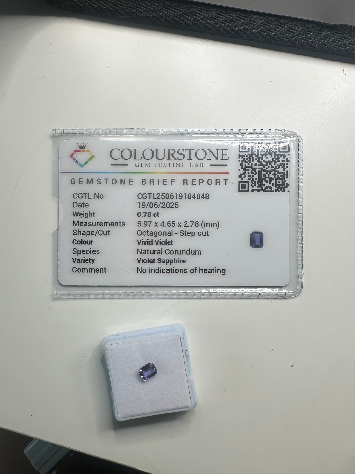 Purple Sapphire - .78 ct Emerald Cut