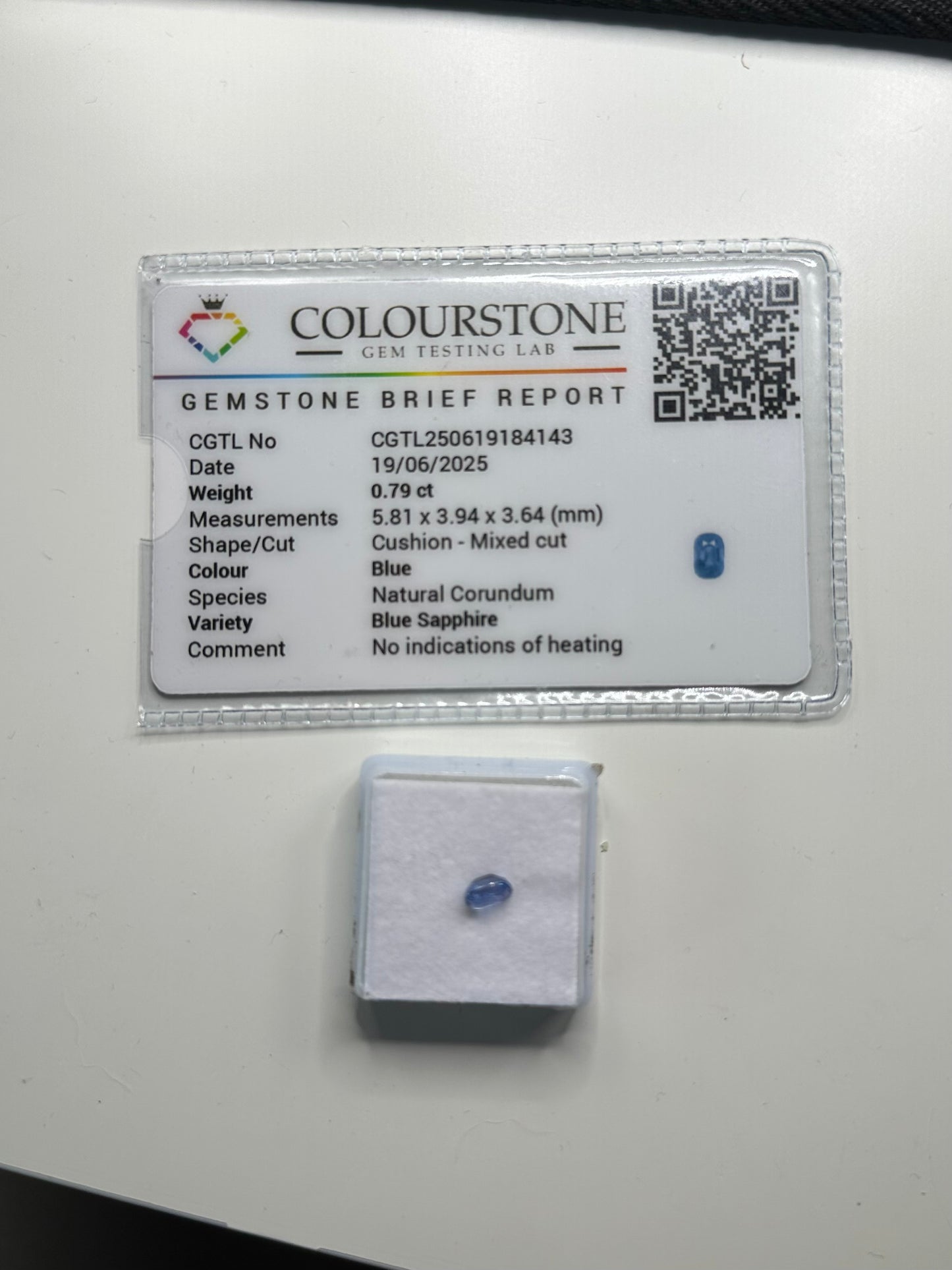 Blue Sapphire - .79 ct Cushion Cut