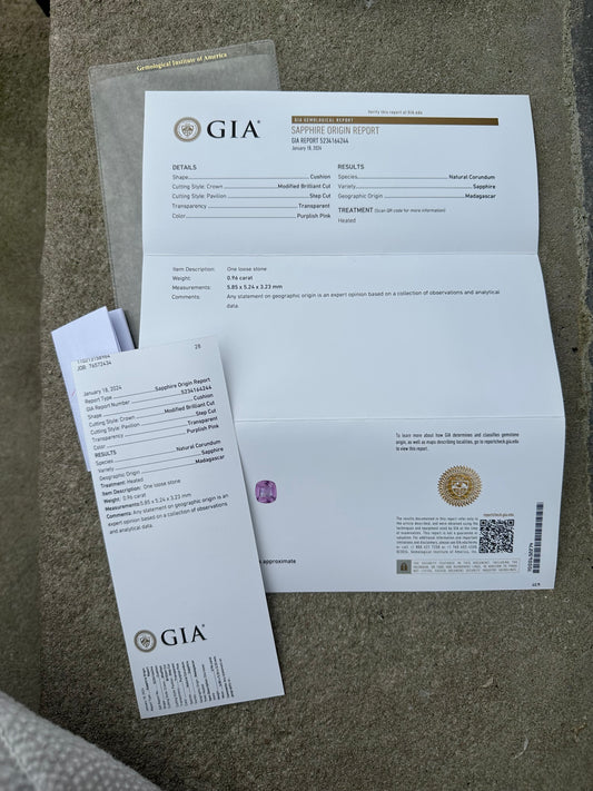 Pink sapphire (cushion) .96 ct