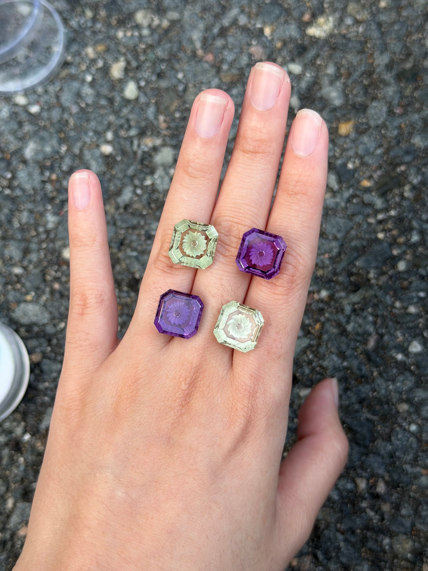 amethyst (fantasy lotus) matching pair - 13.8 ct