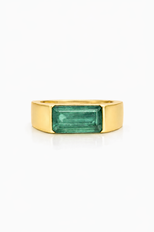 Half Bezel Tourmaline Signet Ring