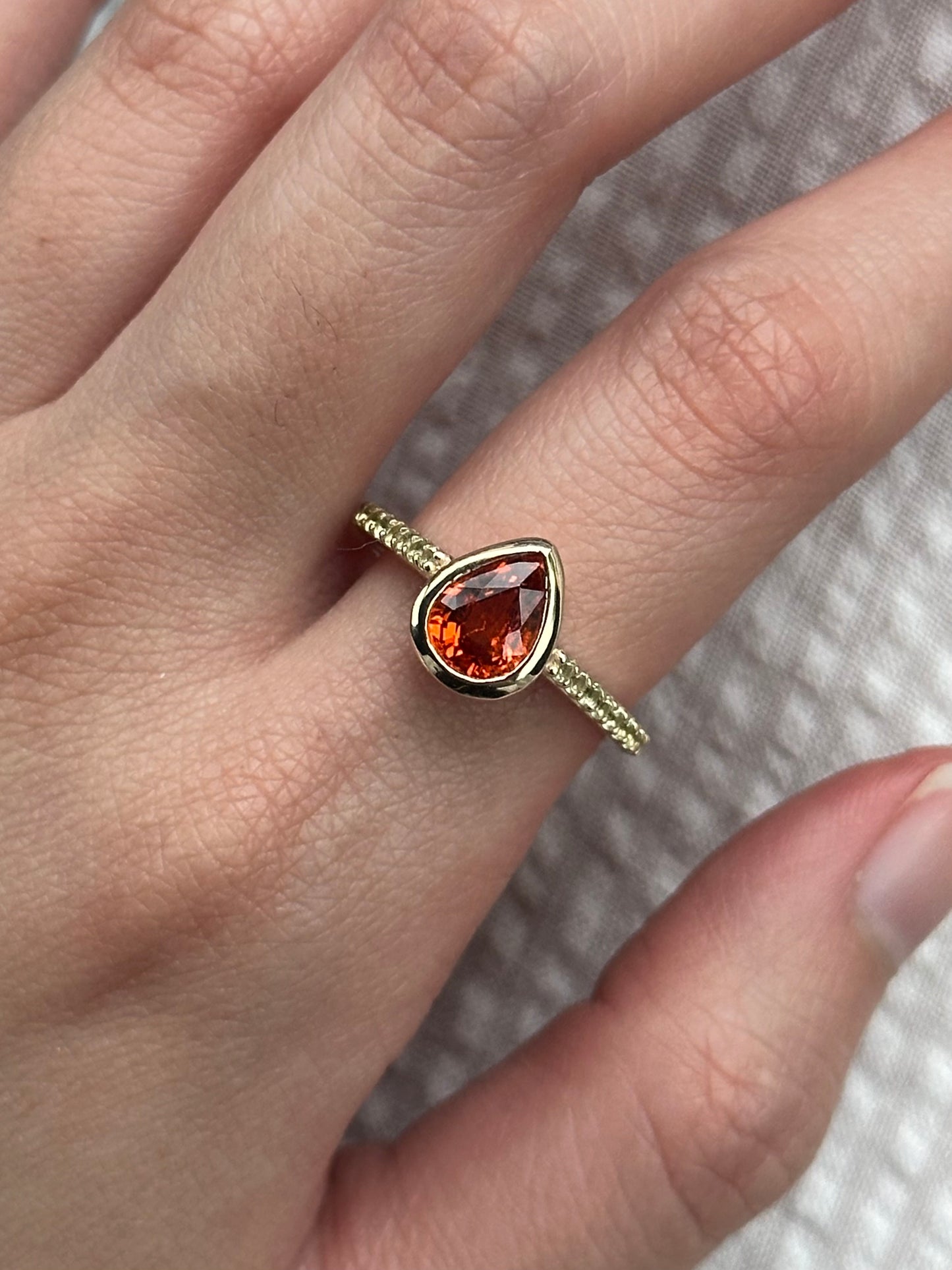 Garnet Pear Shape Bezel Ring