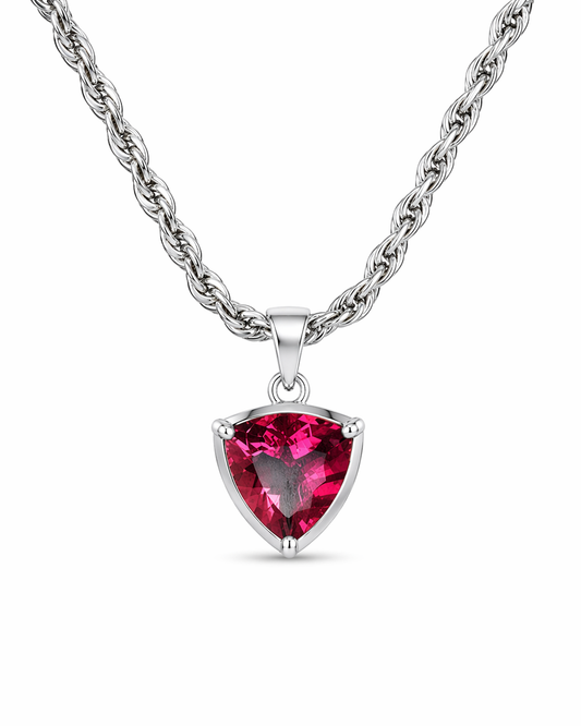 Pink Trillion Tourmaline Pendant