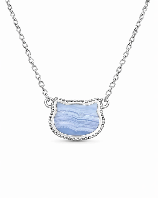 Blue Lace Agate Kitty Cleef Necklace