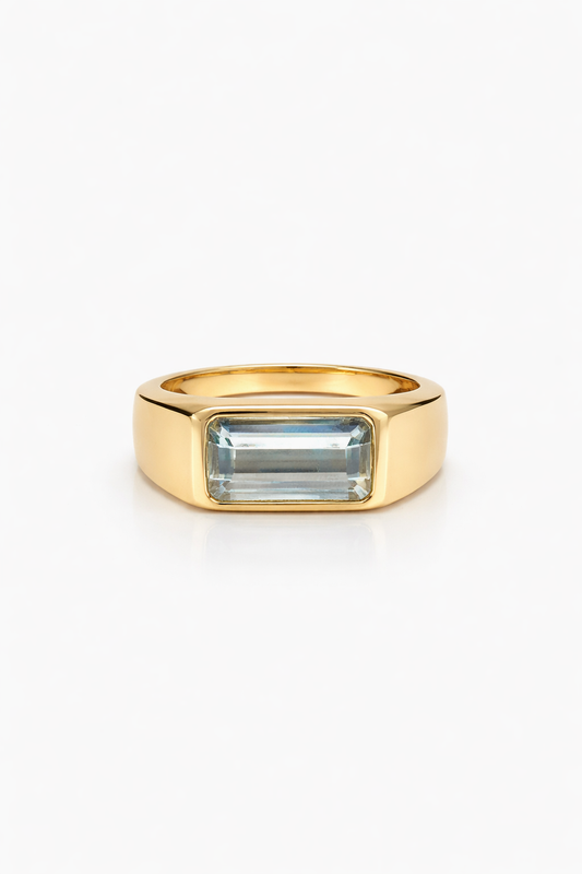 Aquamarine Bezel Signet Ring