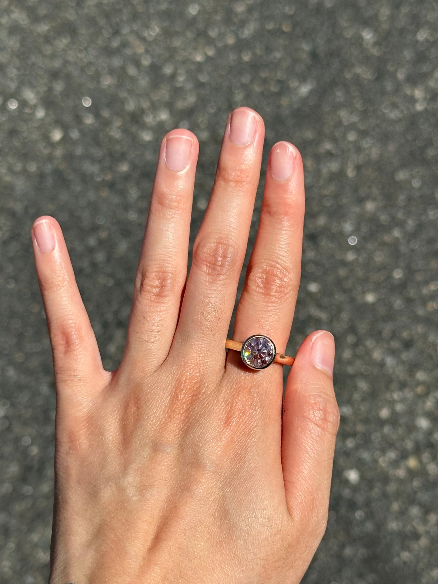 Alison Lin Pink Lab Diamond Bezel Set Ring
