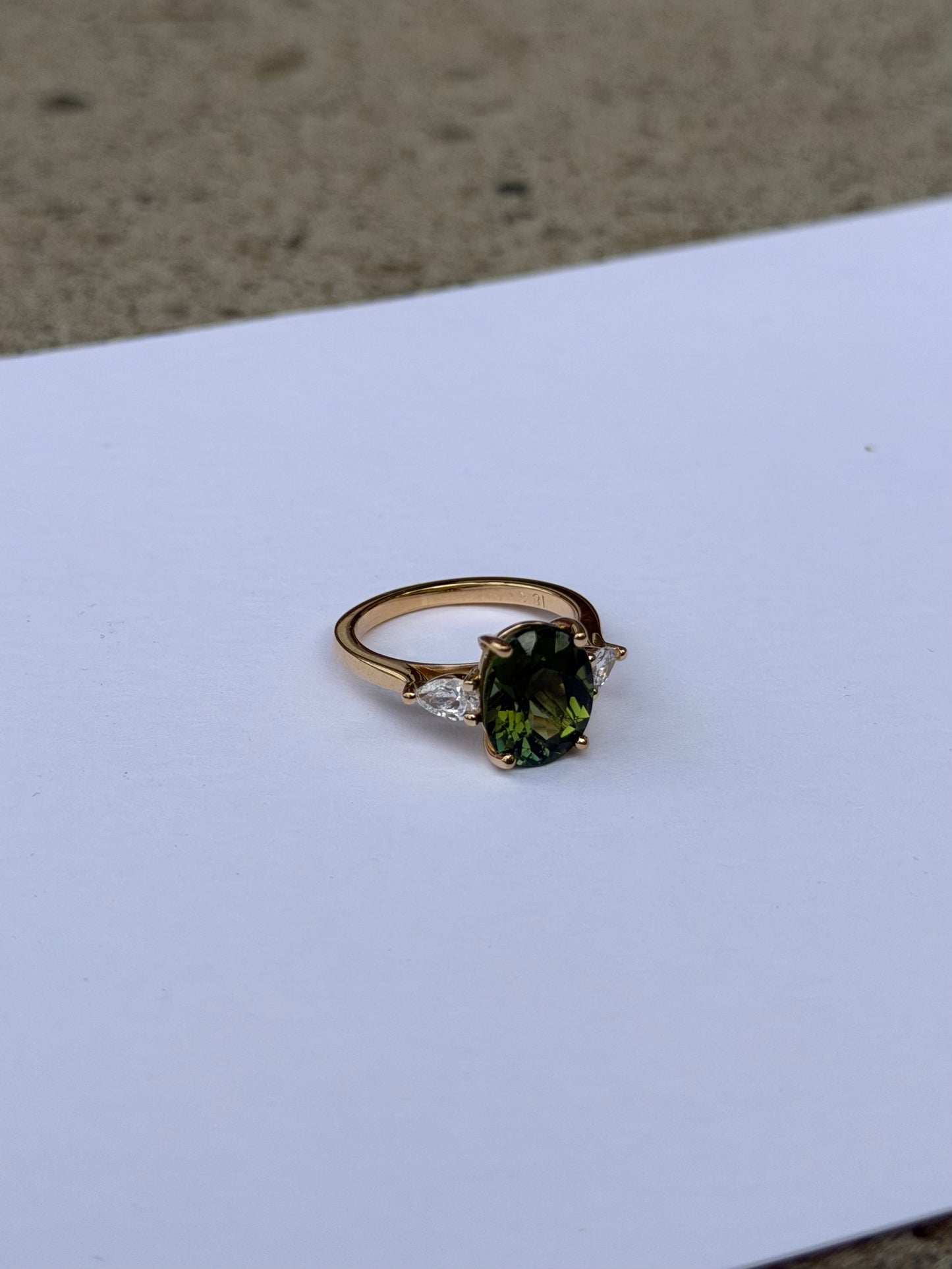 Green Oval Tourmaline Ring