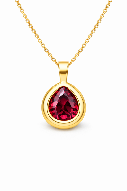 ‘I Love My Wife” Rhodolite Garnet Bezel Pendant