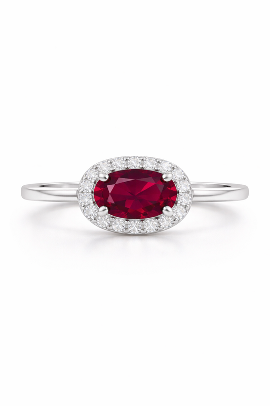 Ruby Halo East-West Pinky Ring
