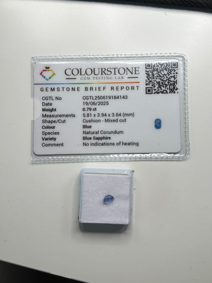 Blue Sapphire - .79 ct Cushion Cut