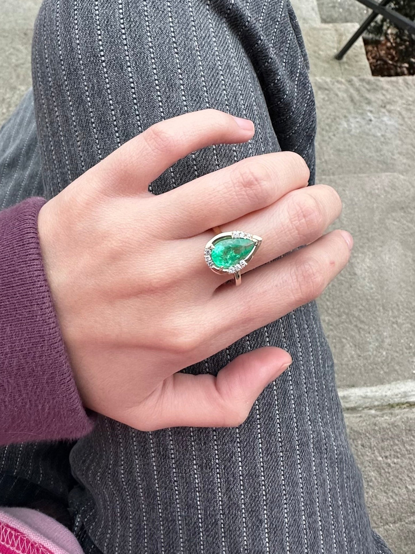 Colombian Emerald Pear Shape Ring
