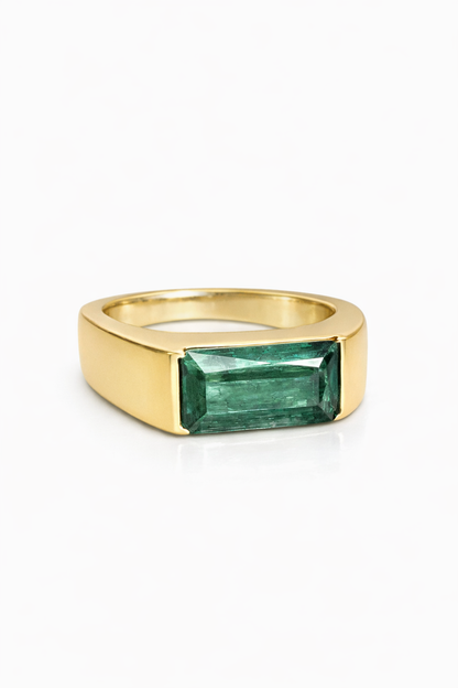 Half Bezel Tourmaline Signet Ring