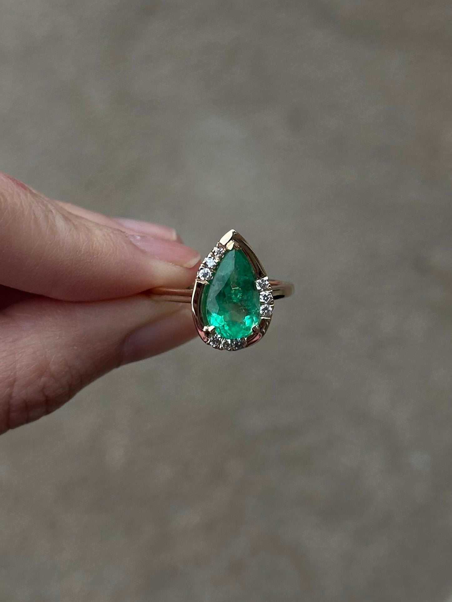 Colombian Emerald Pear Shape Ring