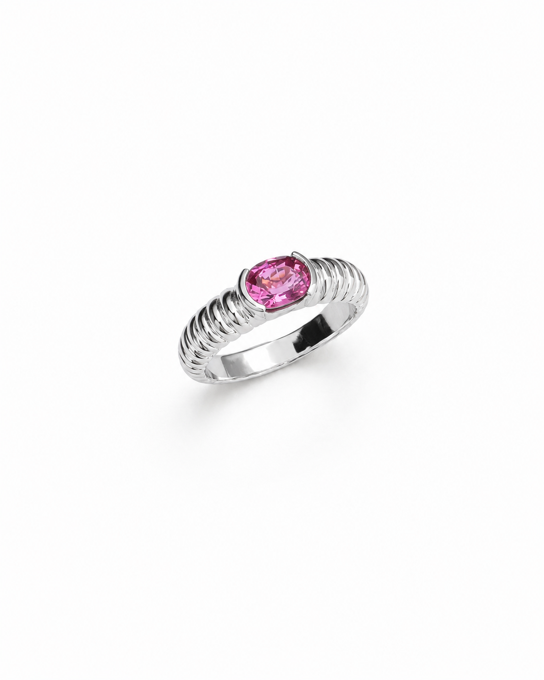 Half Bezel Ridge Ring - Pink Tourmaline