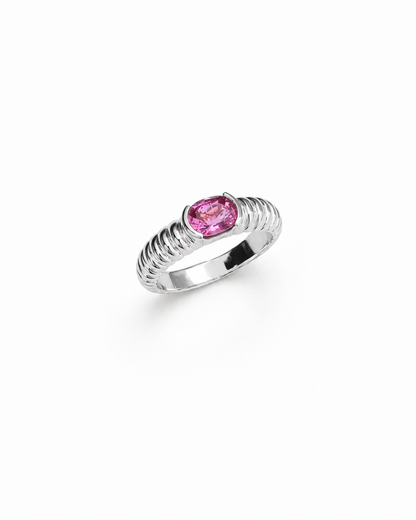 Half Bezel Ridge Ring - Pink Tourmaline