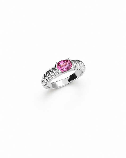 Half Bezel Ridge Ring - Pink Tourmaline