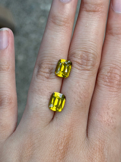 Sphene (cushion) matching pair - 4.4 ct