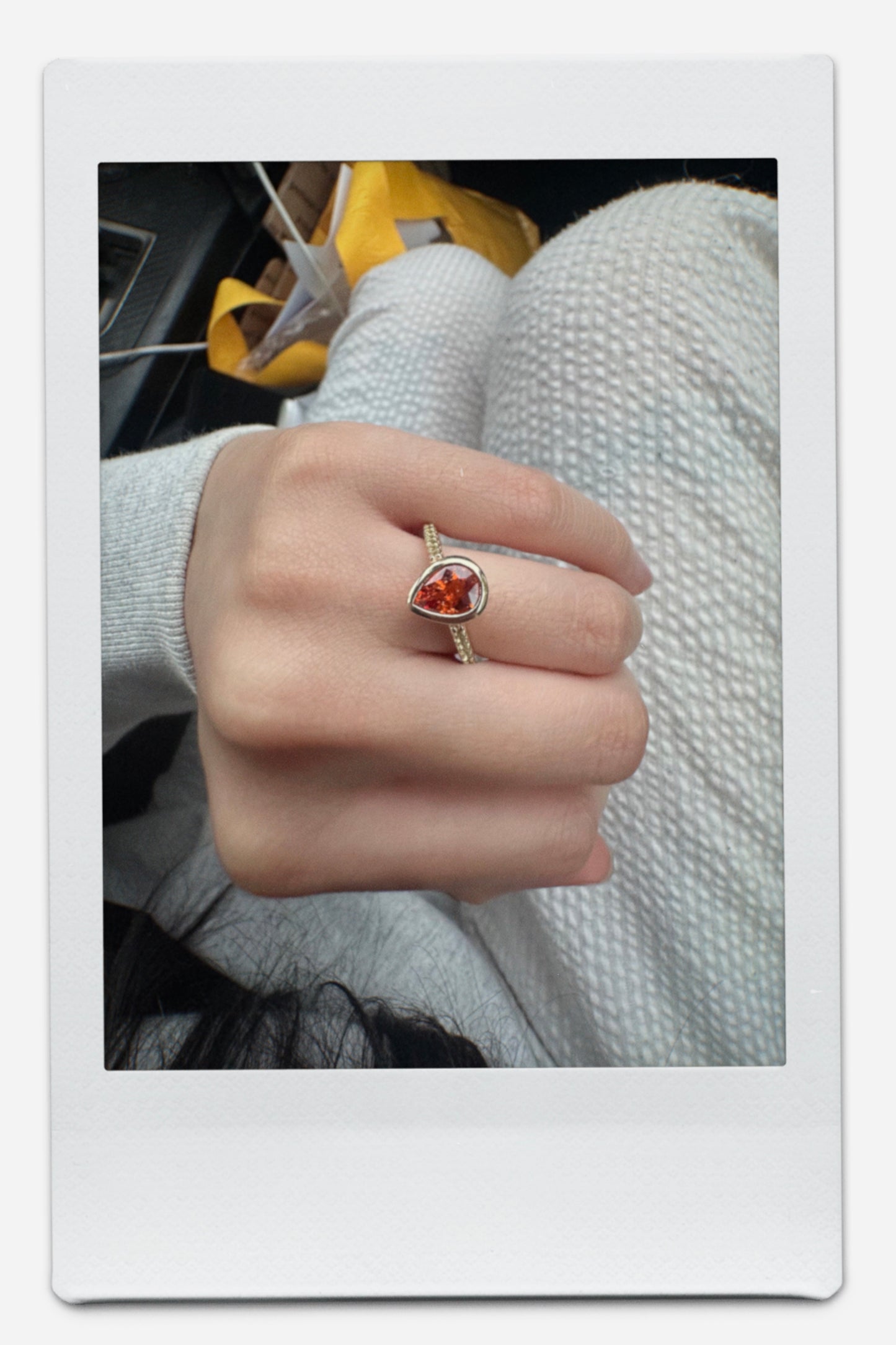 Alison Lin bezel set pear ring