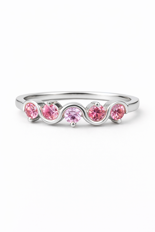 Pink Spinel & Sapphire Wavy Band