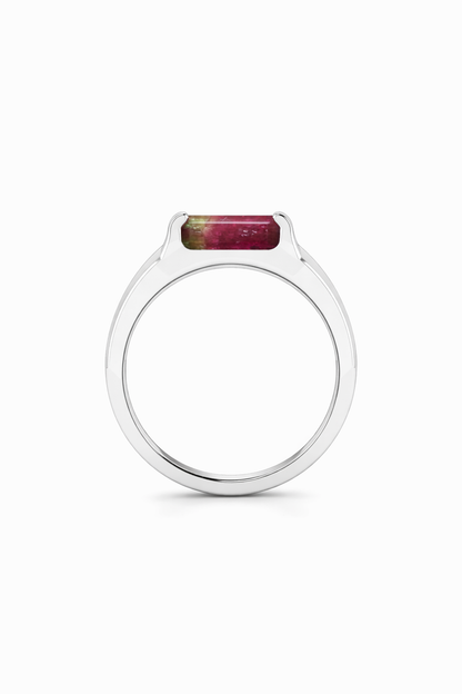 Half Bezel Watermelon Tourmaline Ring (mini)