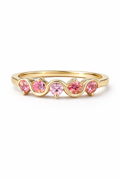 Pink Spinel & Sapphire Wavy Band