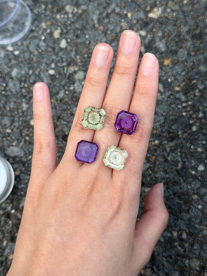 amethyst (fantasy lotus) matching pair - 13.8 ct