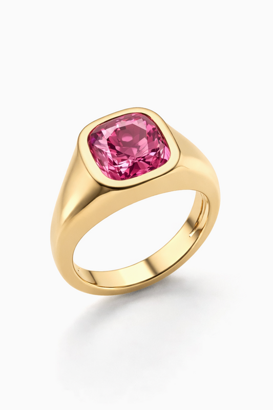 Pink Spinel Bezel Ring