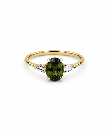 Green Oval Tourmaline Ring