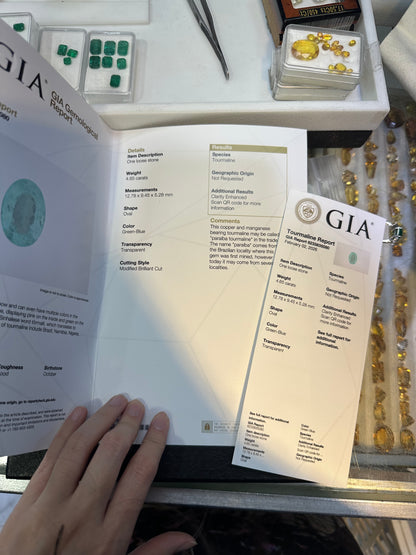 Paraiba Tourmaline (oval) - 6.45 ct  with GIA cert