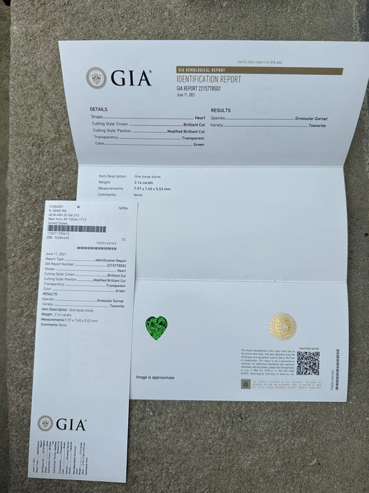 Tsavorite (heart) - 2.14 ct