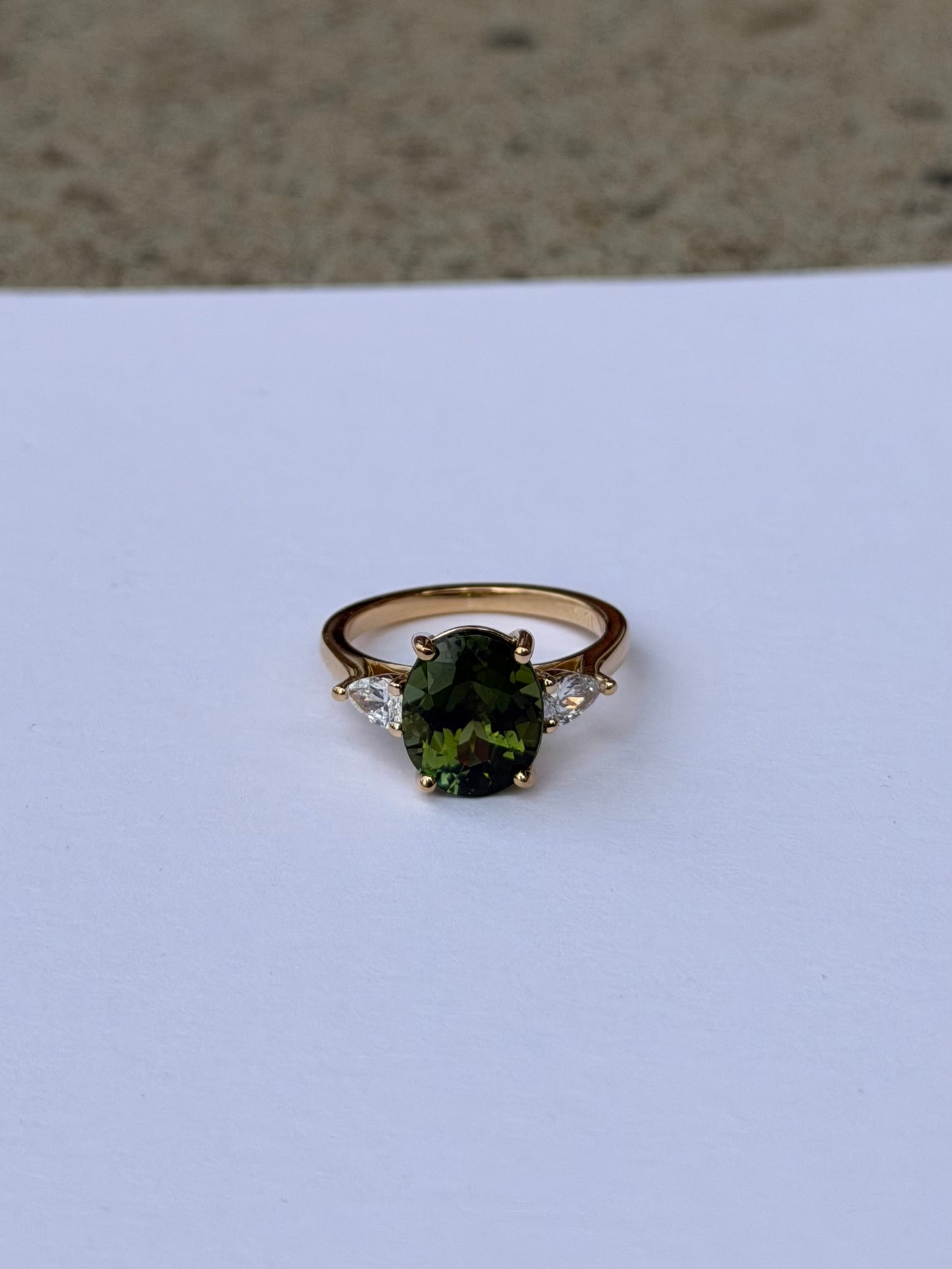 Green Oval Tourmaline Ring
