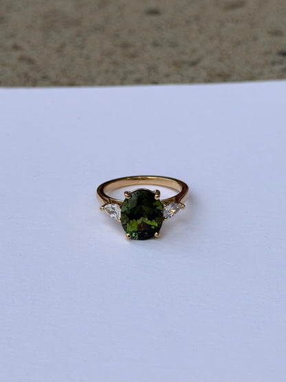 Green Oval Tourmaline Ring