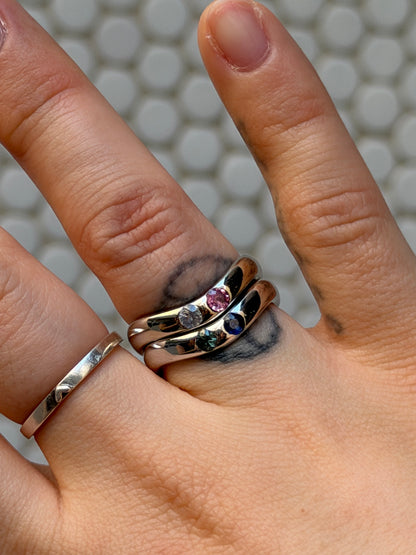 Flush Set Stackable Sapphire Rings