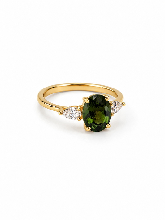 Green Oval Tourmaline Ring