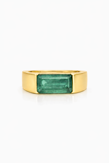 Half Bezel Tourmaline Signet Ring