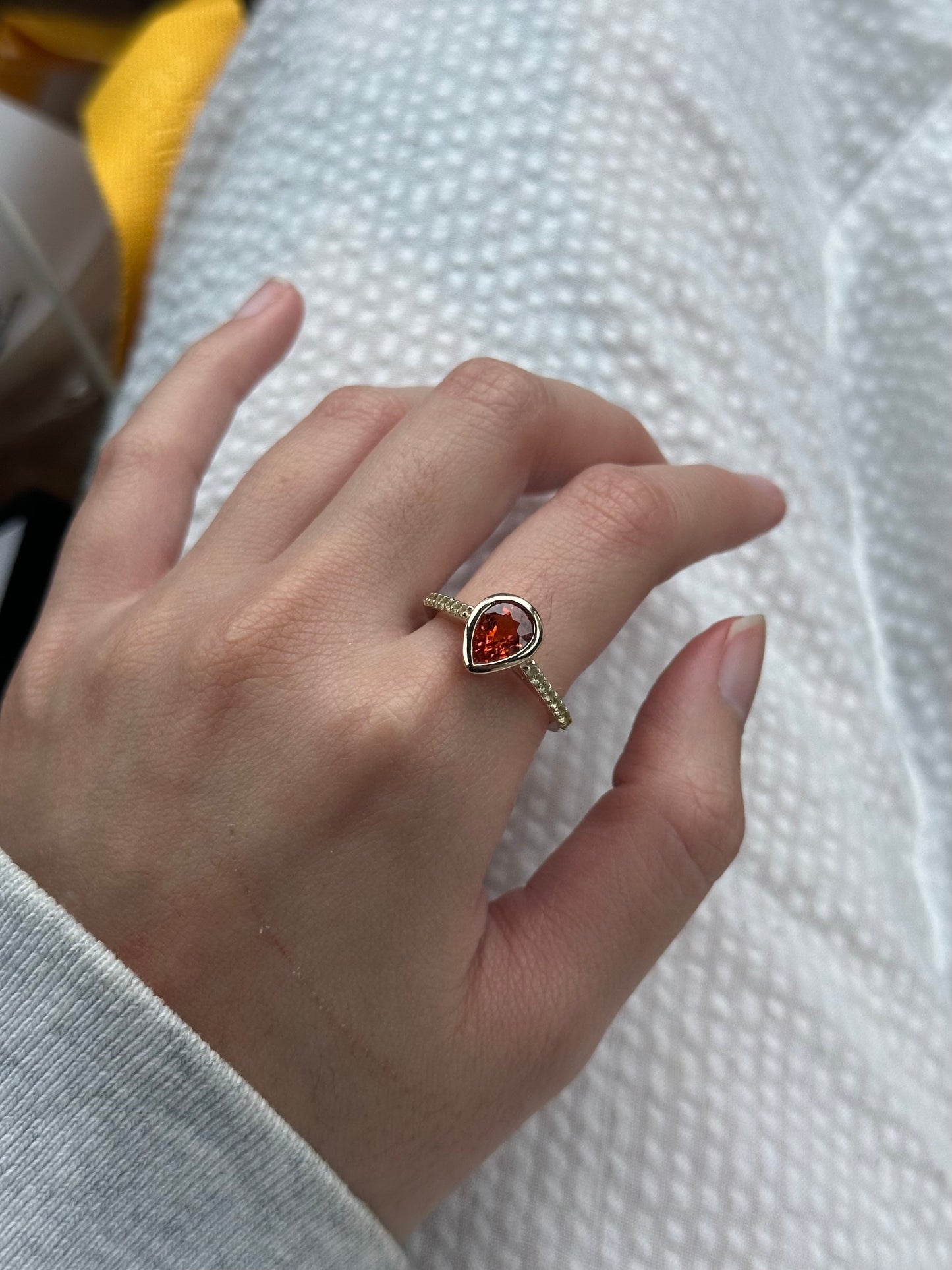 Alison Lin bezel set pear ring
