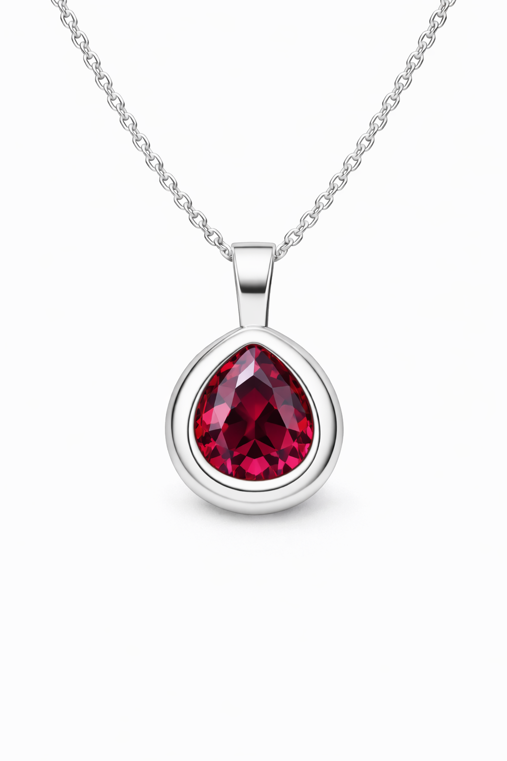 ‘I Love My Wife” Rhodolite Garnet Bezel Pendant