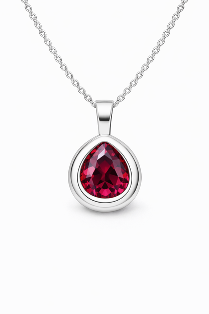 ‘I Love My Wife” Rhodolite Garnet Bezel Pendant