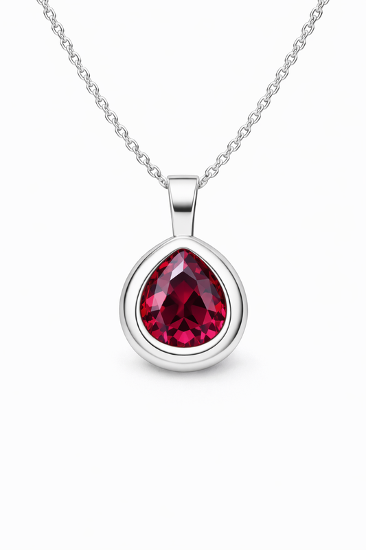 ‘I Love My Wife” Rhodolite Garnet Bezel Pendant