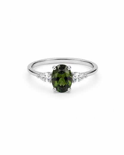 Green Oval Tourmaline Ring