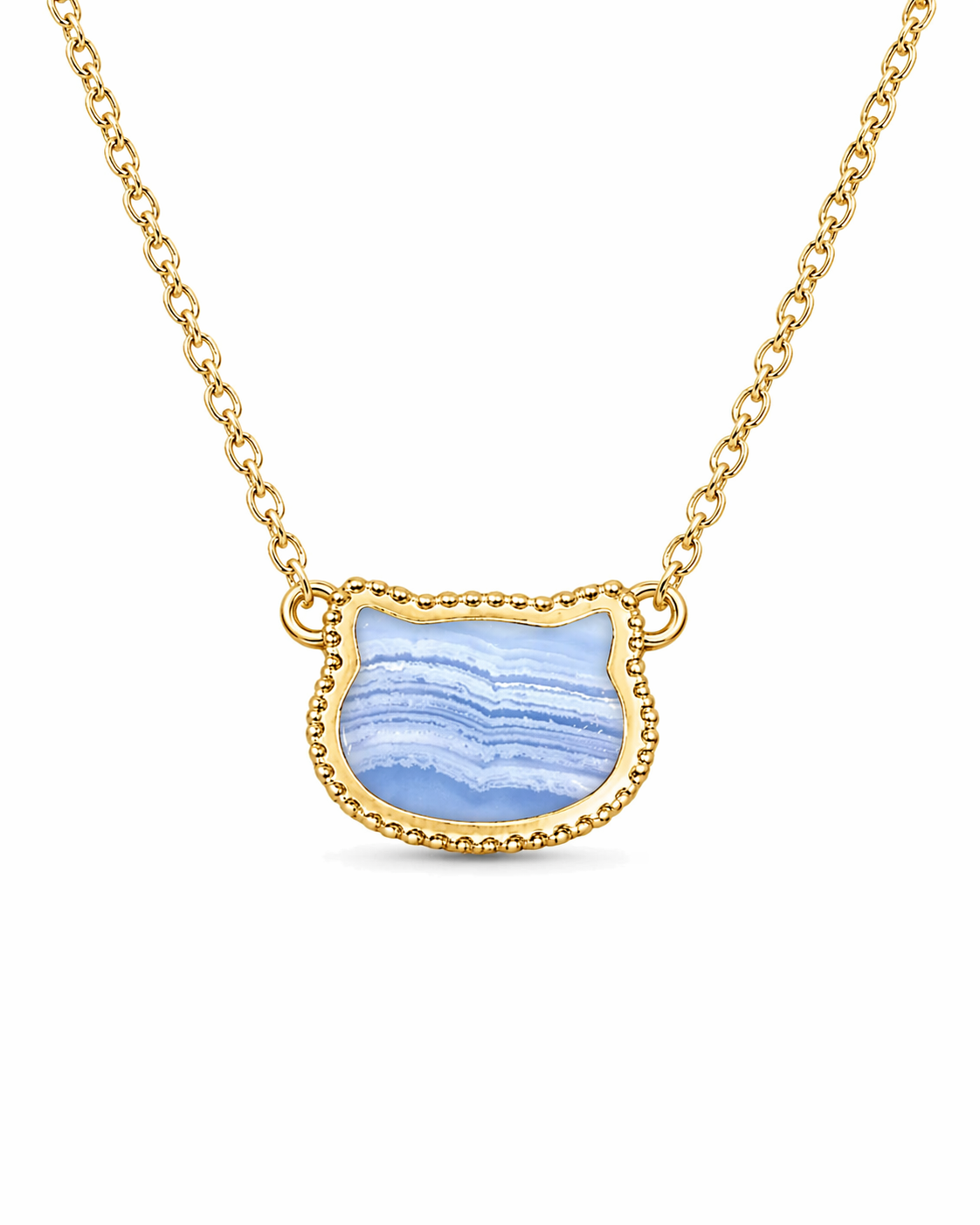 Blue Lace Agate Kitty Cleef Necklace