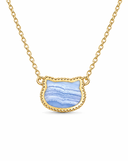 Blue Lace Agate Kitty Cleef Necklace