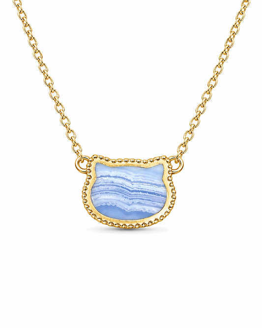 Blue Lace Agate Kitty Cleef Necklace