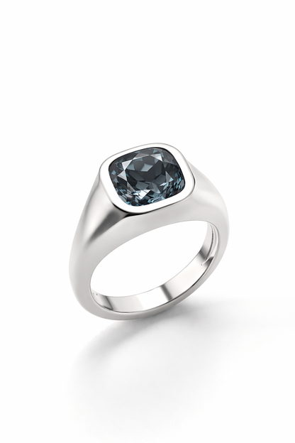 Blue Spinel Bezel Set Ring