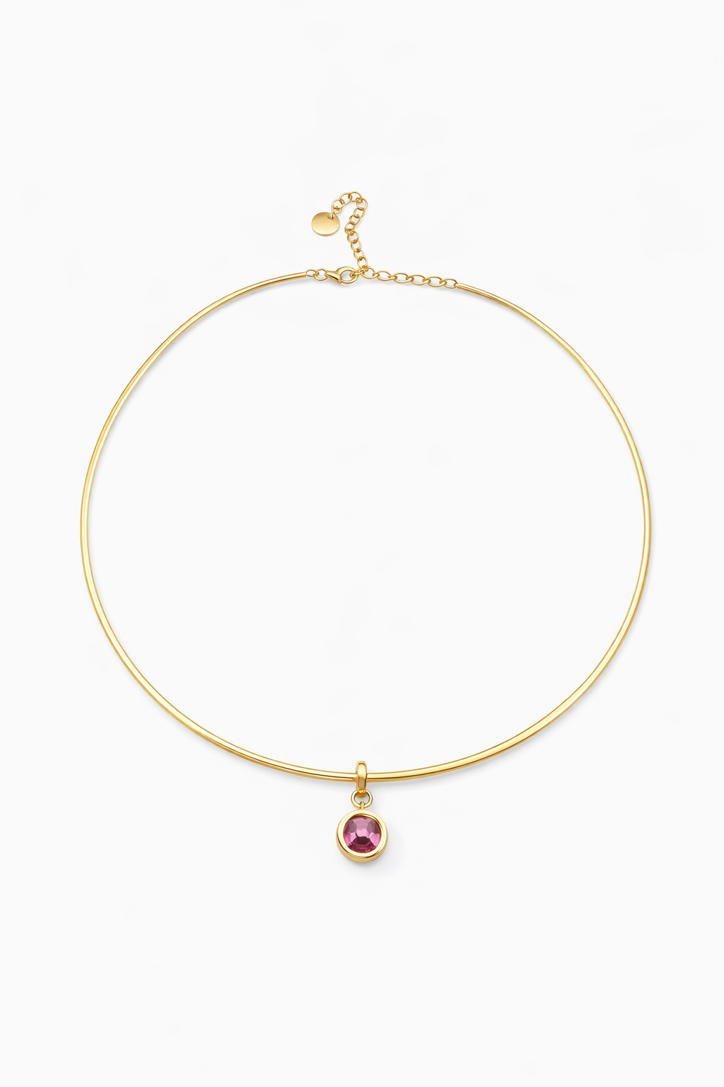 Pink Bezel Choker Pendant