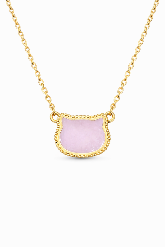 Pink Opal Kitty Cleef Necklace