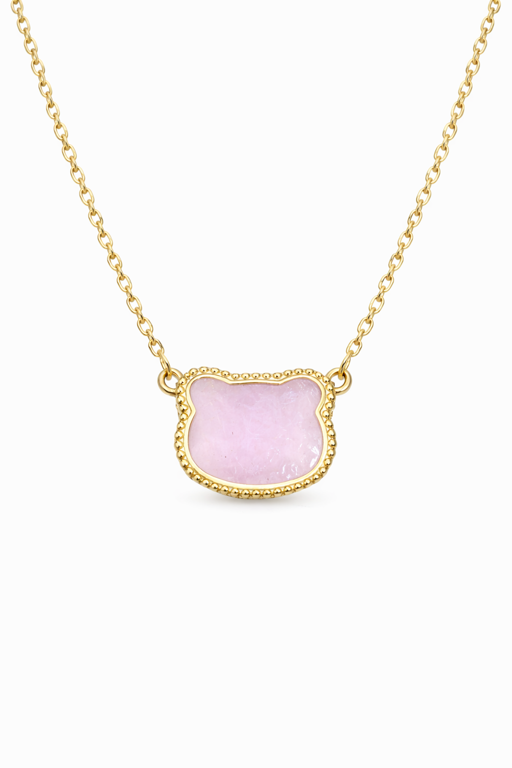 Pink Opal Bear Cleef Necklace