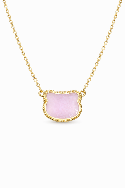 Pink Opal Bear Cleef Necklace