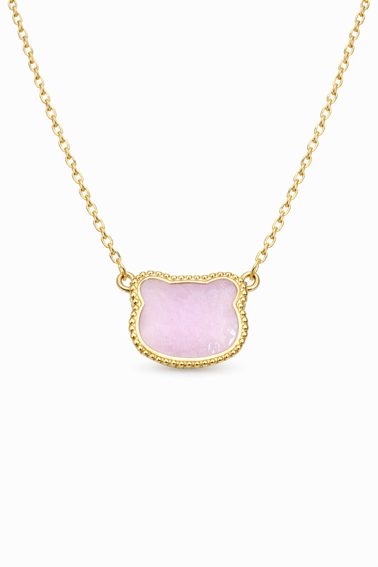 Pink Opal Bear Cleef Necklace