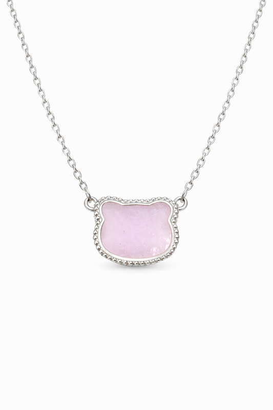 Pink Opal Bear Cleef Necklace